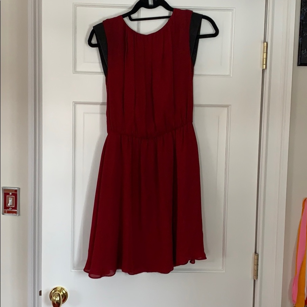 Alice + Olivia Red Dress open back leather Small